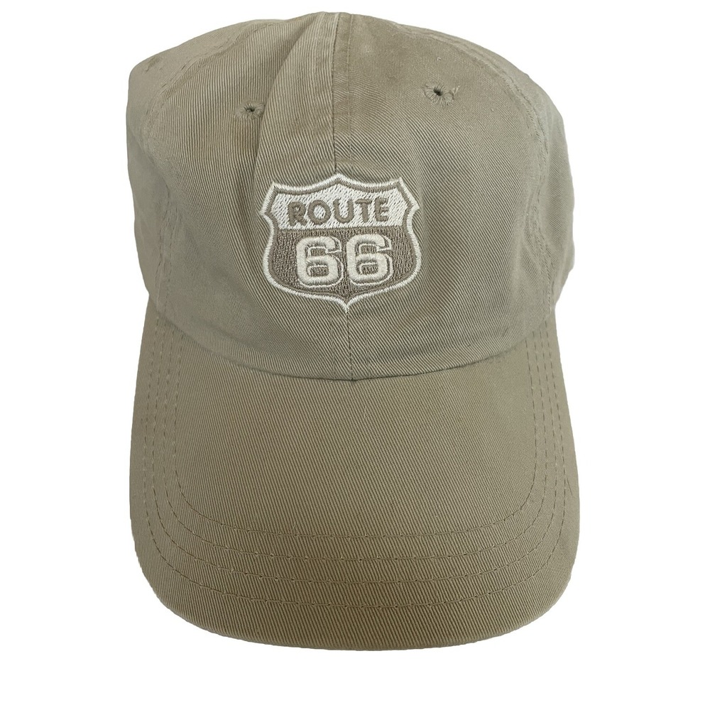 Route 66 Baseball Cap Hat Mens Khaki One Size Embroidered Print Curved Bill